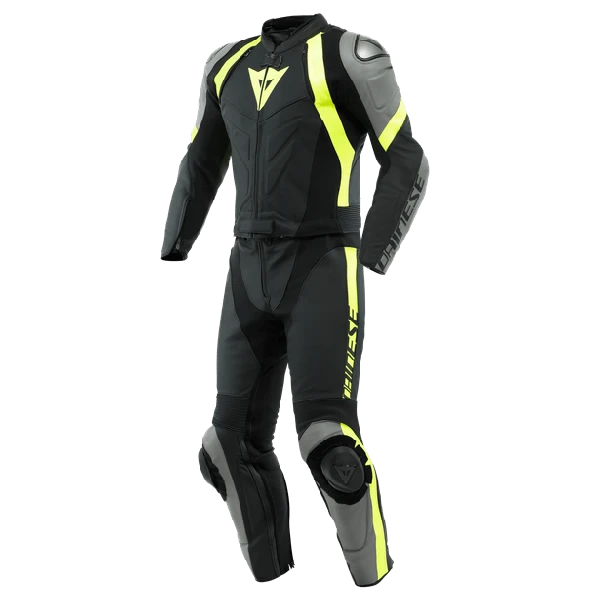 Dainese Avro 4 Leather 2-P Suit Black/Charcoal-Gray/Fluo