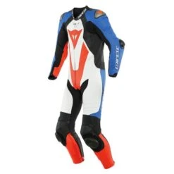 Dainese Laguna Seca 5 1-PC Leather Suit Perf. White Blue Red - Combinaison Moto - Vêtements